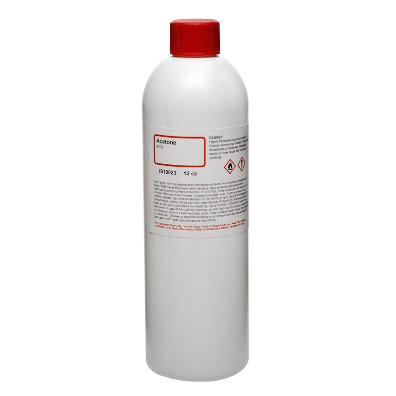 Anhydrous Acetone, 12oz - ACS Grade - 100% Acetone -