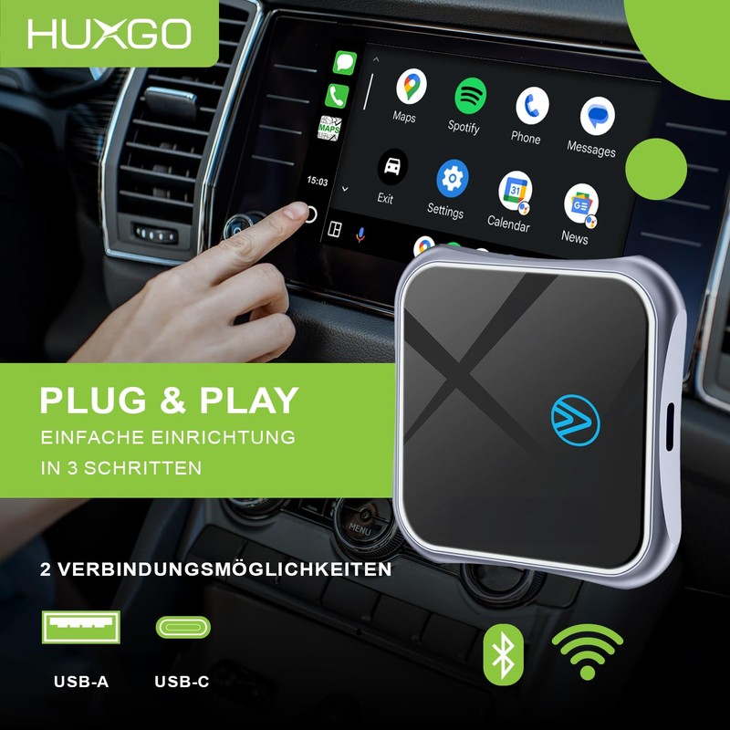 HUXGO® Wireless Android Car Adapter BY963A/A: Android Car without Cable,
