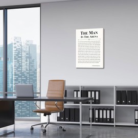 Framed Motivational Wall Decor for Men, The Man in The Arena Office Inspirational Wall Art, Positive Quotes Pictures, Spiritual Canvas Prints, Faith Based Gifts for Living Room, Bedroom 12x16 inch