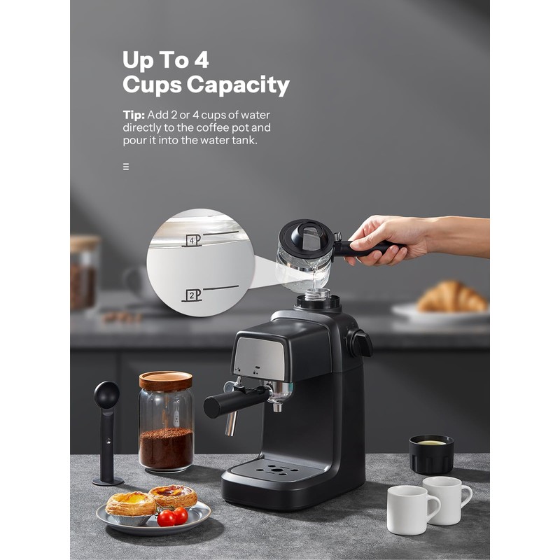 Reemix Espresso Machine 3.5 Bar, 800W Compact Size Coffee Maker