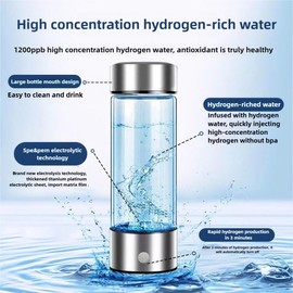 Alive Blue Hydrogen Water Bottle, 14 Oz Rechargeable Portable Hydroletes Water Bottle, Hydrogen Waterbottle Generator with SPE and Pem Technology, 6000+Ppb, for Home, Office, Travel(1)