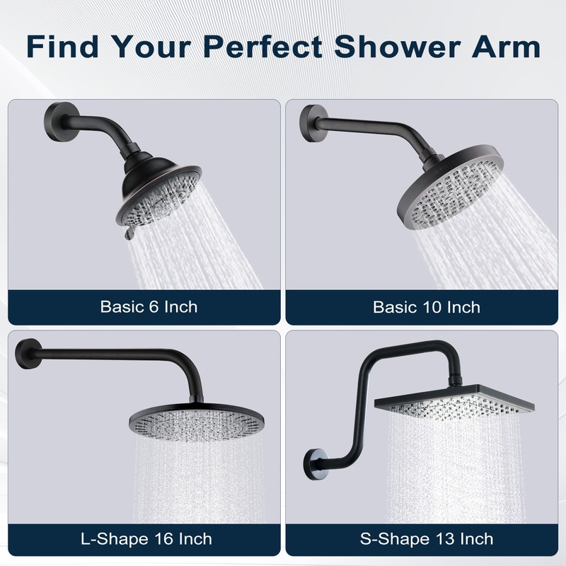 BRIGHT SHOWERS 13 Inch Shower Head Extension Arm with Flange