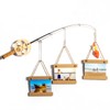 RELIY Wood Fishing Pole Wall Decor with 3 4”X4” Frames,