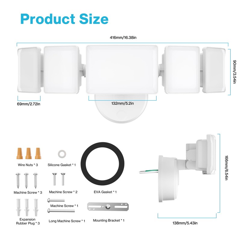 Olafus 130W Flood Light Outdoor, Switch Controlled 13000LM LED Security