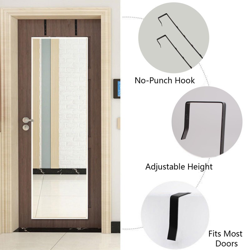 INCREWAY Over-The-Door Mirror Hanger, Adjustable, Black, 1.7'' Depth