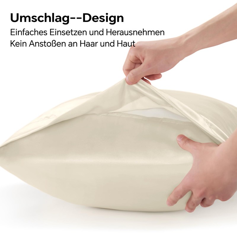 BEDELITE Pack of 2 satin cushion covers, 40 x 80