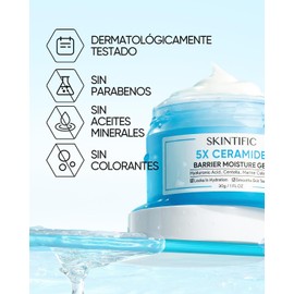 SKINTIFIC Crema Facial 5X Ceramidas - Reparación de Barrera Cutánea, Hidratante Sin Aceite para Piel Seca y Grasa, con Ácido Hialurónico y Centella Asiática, No Comedogénica, 30g