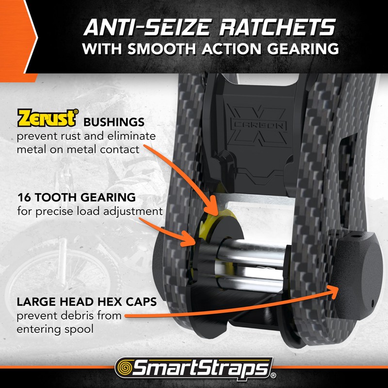SMARTSTRAPS - 249 14' 3000lb CarbonX Ratchet Tie Downs 4