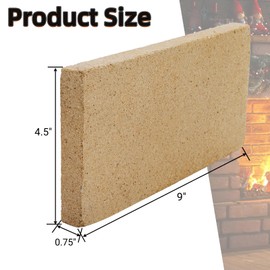 YIMITEE 4 Pack Fire Bricks, 2300F 9" L x 4-1/2" W x 3/4" H Insulating Woodstove Firebricks, Refractory Clay Bricks for Fireplace, Kilns, Fire Pit, Grill, Pizza Oven