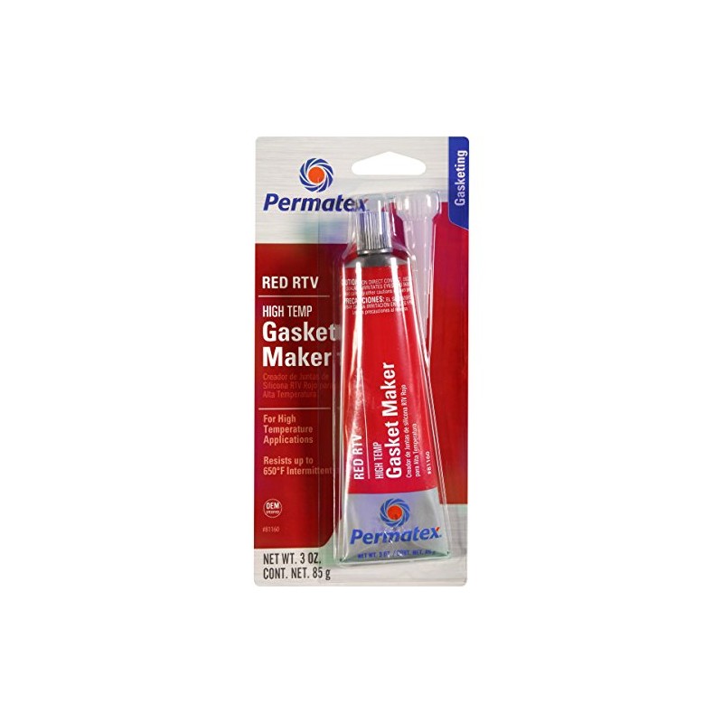 Permatex 81160-12PK High-Temp Red RTV Silicone Gasket, 3 oz. (Pack