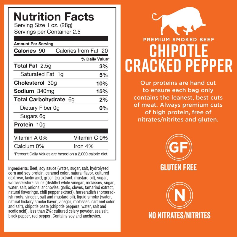 Chef's Cut Beef Jerky Meat, Chipotle Cracked Pepper (2.5 Ounce