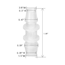 Plastic Hose Barb Reducer Fittings, 1/2" to 3/8" Hose Barb Reducer Pipe Fittings Adapter for Air Water Fuel (Pack of 8) …