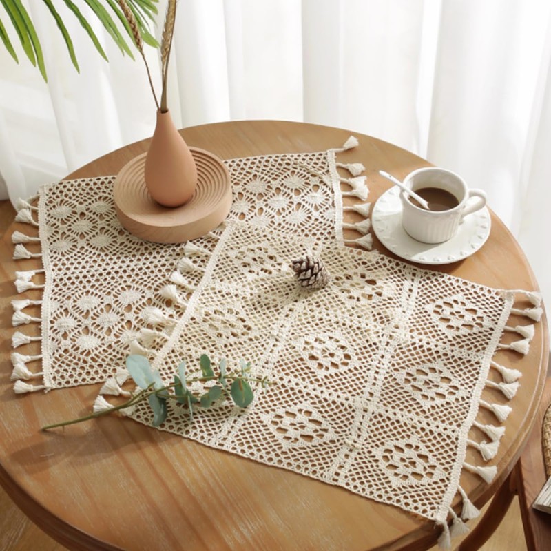 Anevous Set of 2 Crochet Lace Cotton Place Mats, 32
