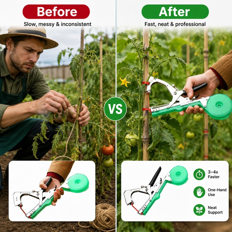 Manual Garden Plant Tying Tool for Vines – One-Handed Tapener