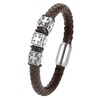 CaptainSteeL Bracelet for men-Leather Stainless Steel Black/Brown Braided Chain,Braided Leather