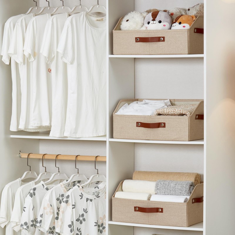 Bagnizer Closet Organizers and Storage, Linen Trapezoid Storage Bins with