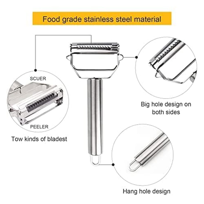 AnGeer Julienne Peeler, Stainless Steel Vegetable Peeler, Double-Sided Blade Vegetable