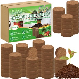 Halatool 30mm 100pcs Organic Coconut Coir Pellets Soil for Planting, Compressed Coco Coir Soil Potting Soil Seed Starters for Growing Vegetables, Fruits, Flowers
