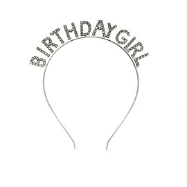 Bliceon 1 Pcs Birthday Girl Headband, Crown Happy Birthday Tiaras, Rhinestone Happy Birthday Accessories, Happy Birthday Headband for Women Girls - Silver