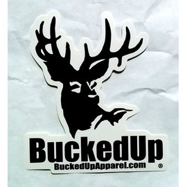 Bucked Up White & Black Decal 5 x 5