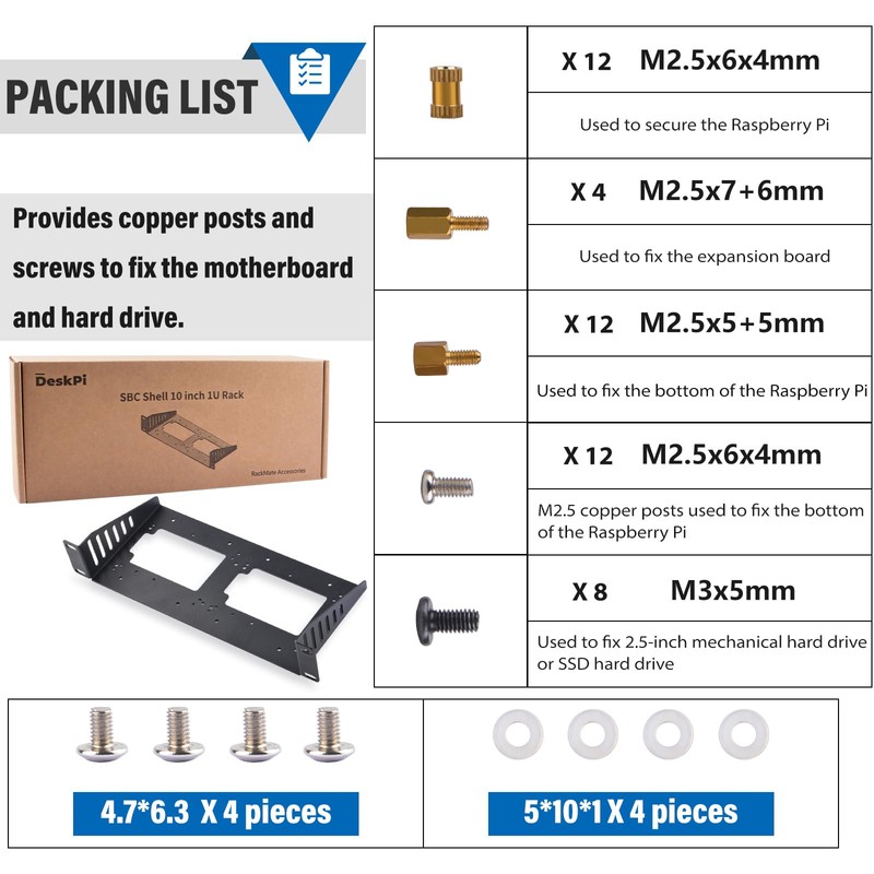 GeeekPi DeskPi RackMate Accessories SBC Shell 10" 1U Rack Shelf