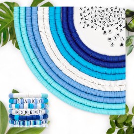 VHISDEH 3704Pcs Heishi Clay Beads with Letter Beads - 5 Colors for Bracelets and Necklac