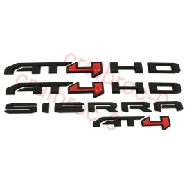 GMC 4PCS Black Red AT4 AT4HD Emblem Sierra Letters Kit Fit GMC Sierra 2500HD 3500HD