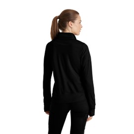 BARCO One Performance Knit Arena Warm-Up Jacket For Women - Banded Collar, Center Front Zipper Women's Scrub Jacket Black XX-Small
