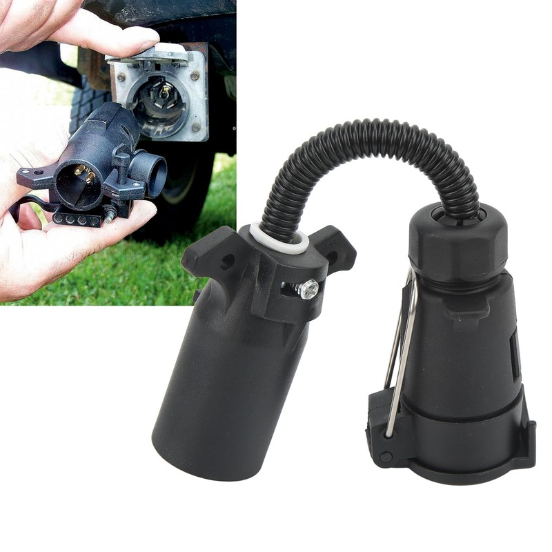 7 Way Round Trailer Plug Adapter Wire Connector RV Truck