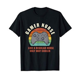 Gamer Nurse Gamepad Vintage Nurse Funny Saying Nursing T-Shirt