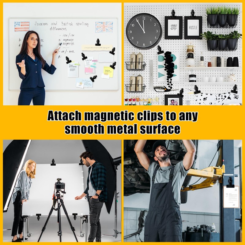 2 Pcs Heavy Duty Magnetic Clips with 1.5 Inch Mouth