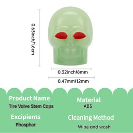 Tire Valve Stem Caps, Skull Glow in The Dark Tire Valve Caps Fluorescent Auto Tire Air Caps Cover Car Accessories Universal for Cars SUVs Motorcycles Bicycle (16)