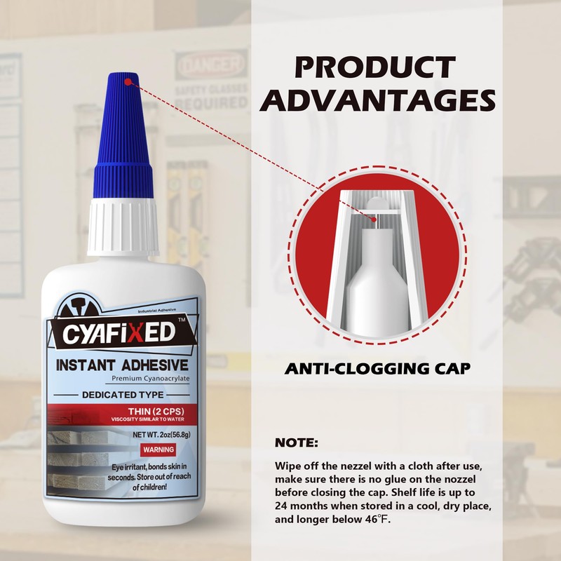 CYAFIXED Professional Grade Cyanoacrylate Super Glue, Super Thin Viscosity CA