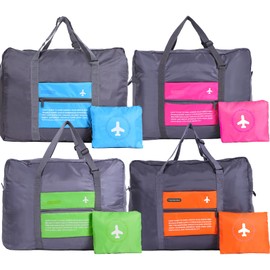 INVODA Travel Bag Foldable Duffle Bag for Women and Men Lightweight Luggage Bag Personal Item Bag for Airlines Weekender Carry on Bag Tote Overnight Bag (4 PCS)