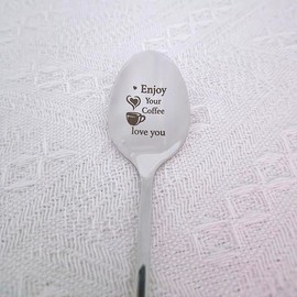 Enjoy Your Coffee I Love You Spoon Gifts for Him Her Boyfriend Girlfriend Anniversary Birthday Gift for Couple Romantic Coffee Gifts for Coffee Lovers Husband Mom Coffee Spoons