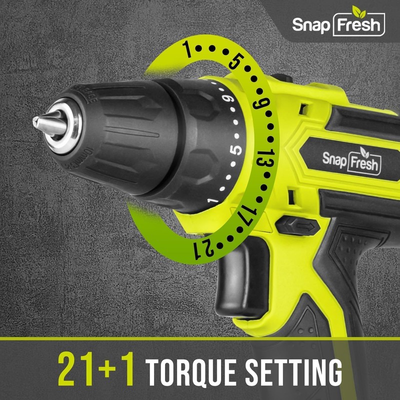 SnapFresh SnapFresh 20V Cordless Drill Set, 3/8" Power Drill with