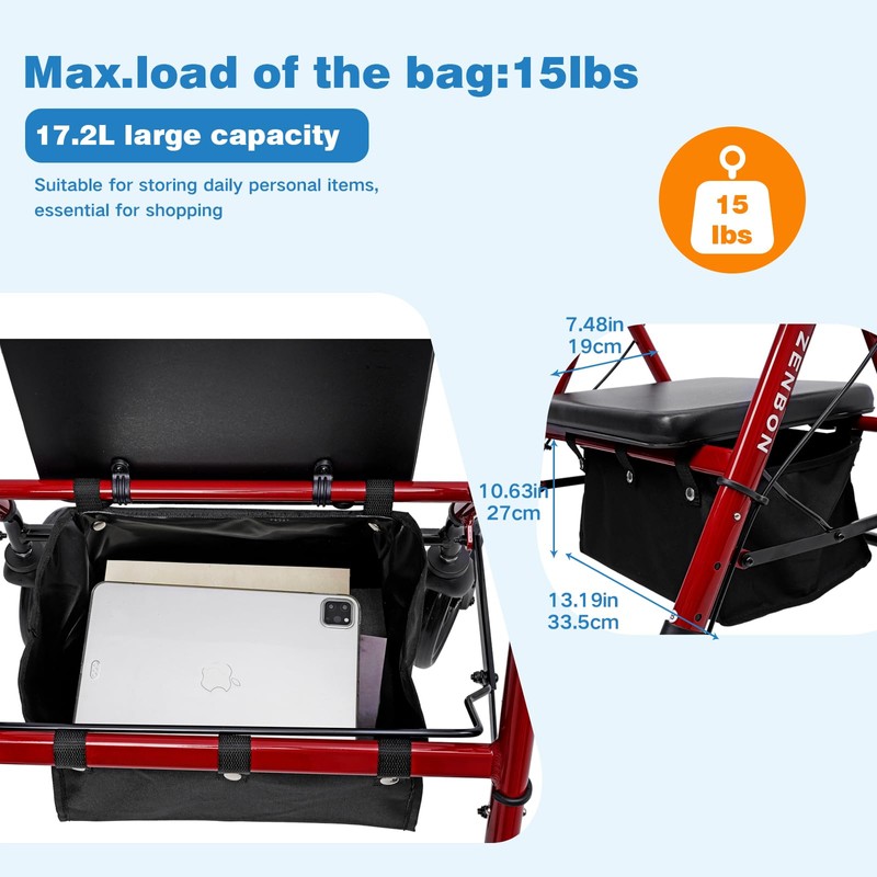 Rollator Walker for Seniors/Adults Foldable Rolling Walker with Seat 330