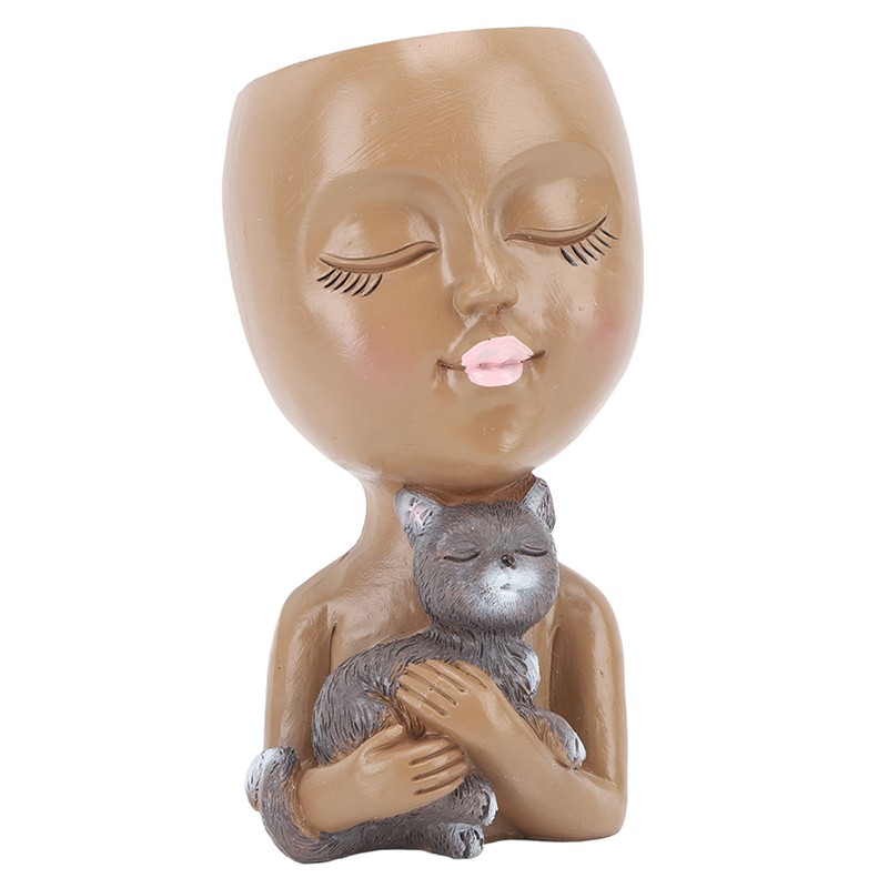 Funny Face Planter Pot Girl Head Planter Innovative Decorate Resin