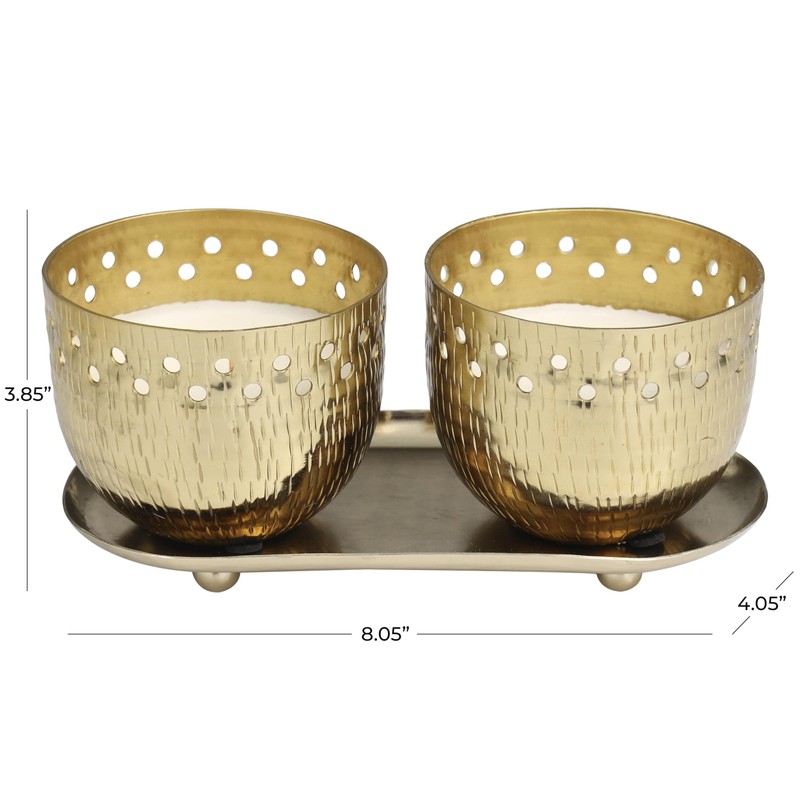 Deco 79 Metal Decorative Candle Jasmine Scented Cutout Spotted 7