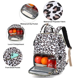 Yusudan Leopard Lunch Backpack for Women, Insulated Cooler Work Business Laptop Backpacks Girls School Backpack College Bookbags