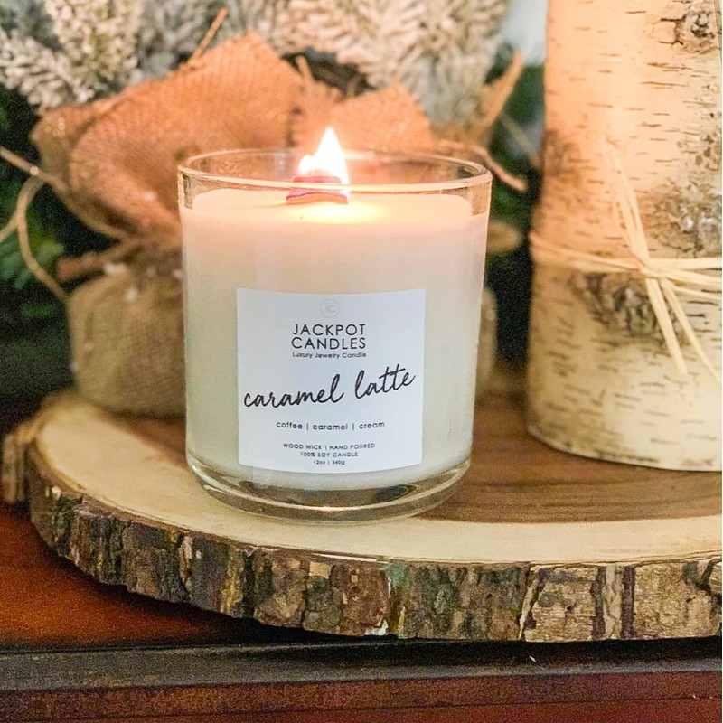 Caramel Coffee Latte Candle with Ring Inside (Surprise Jewelry Valued