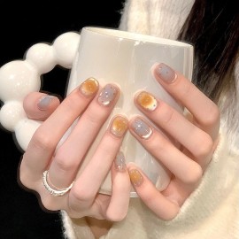 Unbranded 10Pcs Short Square False Press on Nails Sea Salt Cheese Polka Dots Fake Nails