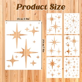 HJZHII 6Pcs Large Star Stencil for Painting, Reusable Star Stencil