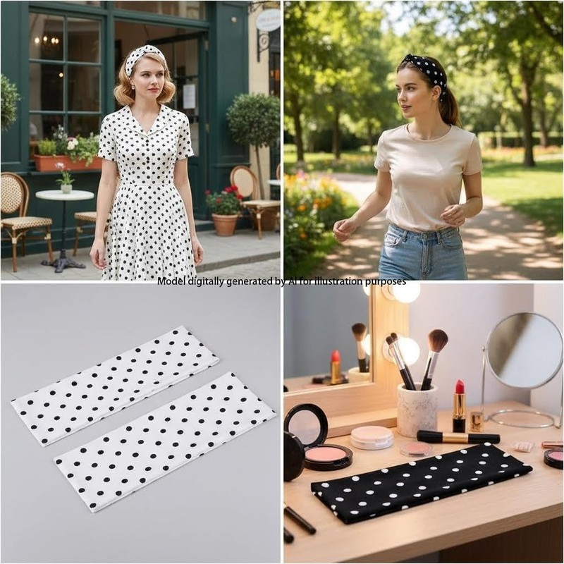 2 Pcs Polka Dot Headbands for Women Men Non Slip