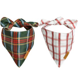 Remy+Roo - Bandanas para perro, paquete de 2 | Juego de cuadros navideños, tela duradera de alta calidad, forma única, ajuste ajustable, varios tamaños ofrecidos (pequeño)