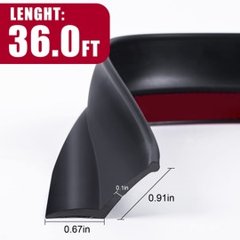 36FT Garage Door Seal Top and Sides Adhesive Backed Weather Stripping Replacement Garage Door Seal Universal Weatherproofing Garage Door Trim includes Nails (Black)