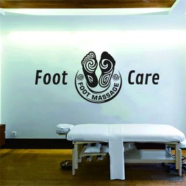 ANFRJJI Foot Massage Wall Sticker - Relaxing Foot Care Decal with Spa Salon Theme - Removable PVC Wall Art for Foot Wash Shop, Massage Parlor - Effect 39"x16"inch (Black-JWH327-Foot Care)