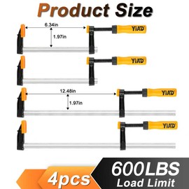 Steel Bar Clamp Set, 6" & 12"Parallel Clamps for Woodworking， Bar Clamps for Woodworking,300-600lb Load ，Quick-Slide Head, Ideal for Cabinet Making, Furniture Assembly and DIY Projects