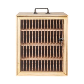 Cell Phones Storage Cabinet with Lock 60 Slots Cell Phone Holder, Storage Cabinet for Cell Phones Classroom Cell Phone Lock Box, Wooden Cell Phone Storage Cabinet Pocket Chart for Classroom (60 bits)