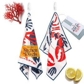 Form & Flavor 2-Pack Farmhouse Waffle Kitchen Towels - Super Absorbent, Quick-Dry Magic, Decorative Dish Cloths - 18" x 30" - 2 Count (SavorySeafood)